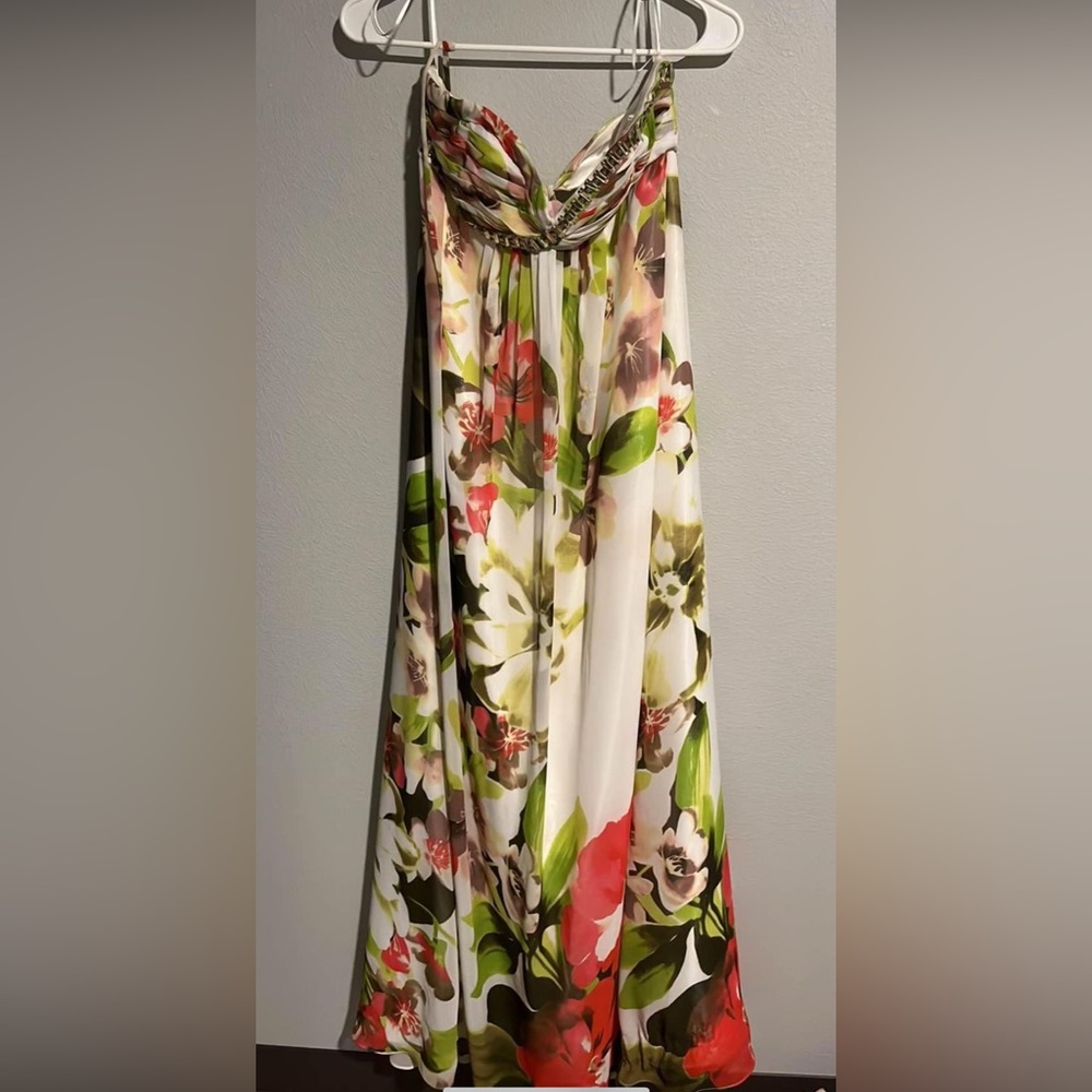 floral low back prom dress